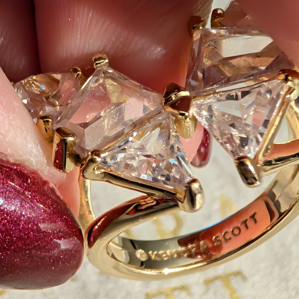 Kendra Scott Gold Ring with Clear Gemstones